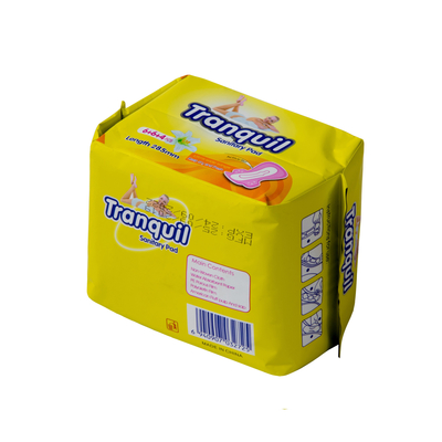 রাতে ব্যবহারের জন্য 410mm স্যানিটারি ন্যাপকিন ডায়াপার লেবু 0.8D কটন ফেমিনিন প্যাড